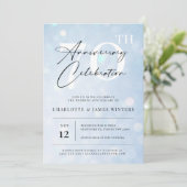 Elegant klassiek blauw waterverf 70e verjaardag kaart (Staand voorkant)