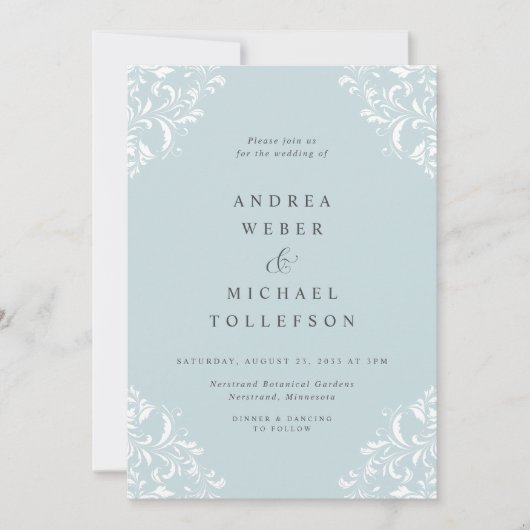 Elegant  Klassiek Blauwgroen Zee weddenschap Kaart (Voorkant)