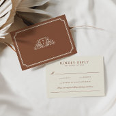 Elegant Klassiek Bruin & Ecru Bruiloft Monogram RSVP Kaartje