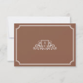 Elegant Klassiek Bruin & Ecru Bruiloft Monogram RSVP Kaartje (Achterkant)