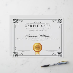 Elegant Klassiek Certificaat van Prestatie Grijs