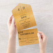 Elegant klassiek chic gold All in One Wedding Invi Uitnodiging (Afscheurbaar)