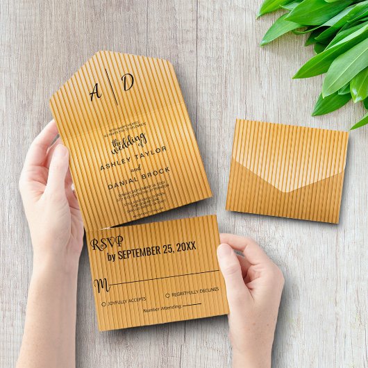 Elegant klassiek chic gold All in One Wedding Invi Uitnodiging