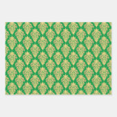 Elegant klassiek damast patroon rood groen goud inpakpapier vel (Voorkant 2)