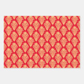 Elegant klassiek damast patroon rood groen goud inpakpapier vel (Voorkant)