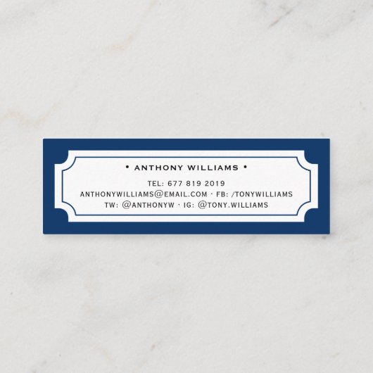 Elegant klassiek donkerblauw afstuderen contactkaartje (Achterkant)