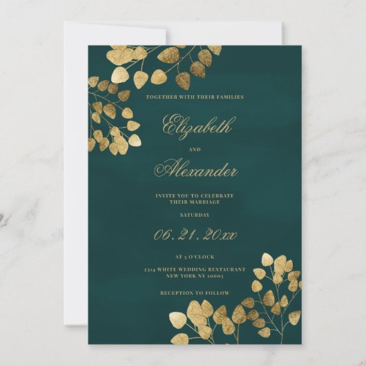 Elegant klassiek donkergroen goudbruinbruinbruin kaart (Voorkant)