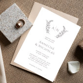 Elegant klassiek eenvoudig formeel monogram bruilo kaart