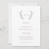 Elegant klassiek eenvoudig formeel monogram bruilo kaart (Voorkant)