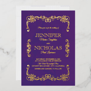 Elegant klassiek en  ontwerp voor formeel huwelijk folie uitnodiging