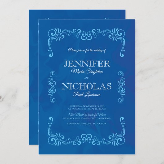 Elegant klassiek en ontwerp voor formeel huwelijk kaart (Voorkant / Achterkant)