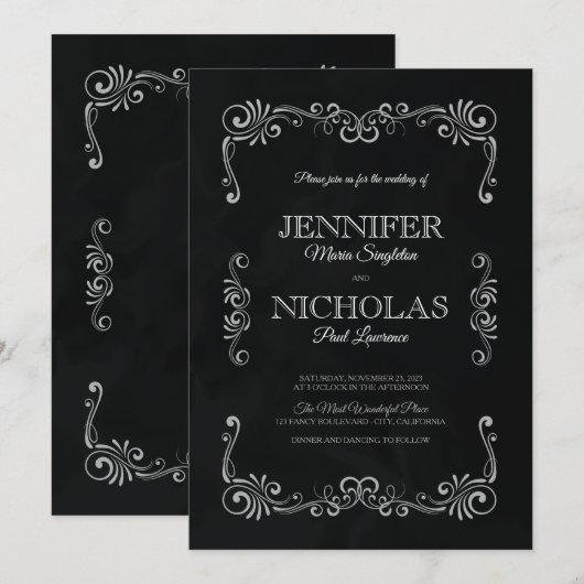 Elegant klassiek en ontwerp voor formeel huwelijk kaart (Voorkant / Achterkant)