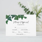 Elegant klassiek Engels Ivy kalligrafie script RSVP Kaartje (Staand voorkant)