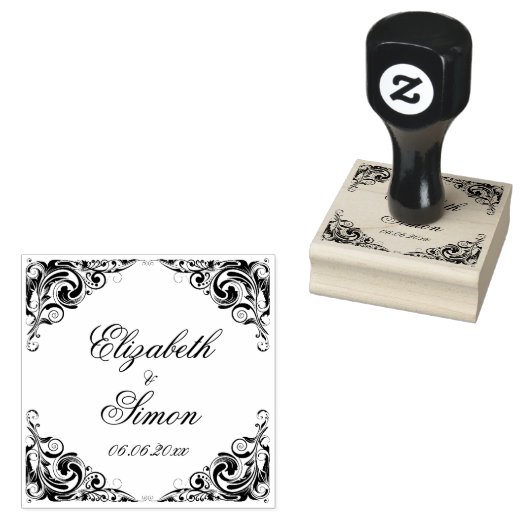 Elegant , klassiek fancy huwelijk rubberstempel (Gestempeld)