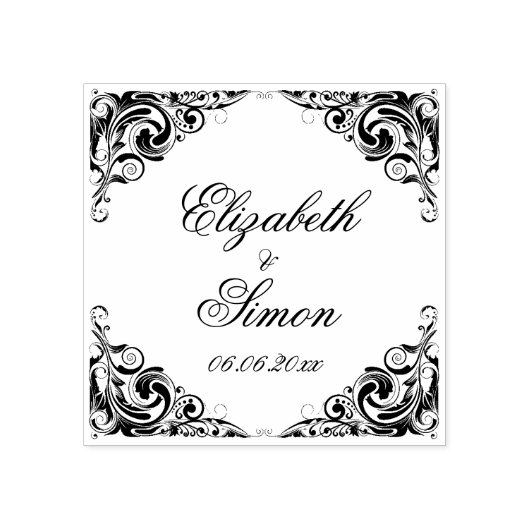 Elegant , klassiek fancy huwelijk rubberstempel (Afrduk)