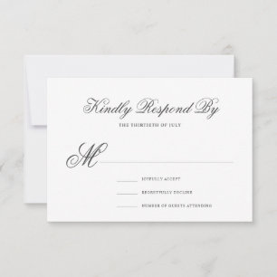 Elegant klassiek formeel calligrafiescript bruilof RSVP kaartje