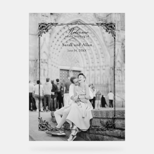 Elegant klassiek Frans rococo Bloemen Welkom Acryl Bord (Voorkant)