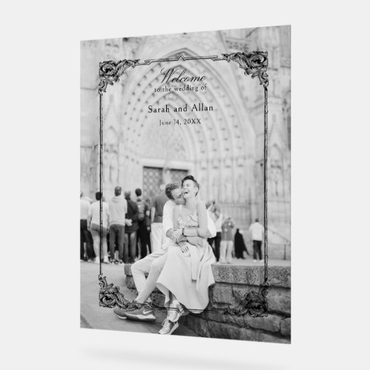 Elegant klassiek Frans rococo Bloemen Welkom Acryl Bord (Hoek)