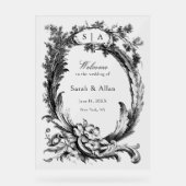 Elegant klassiek Frans rococo Bloemen Welkom Acryl Bord (Voorkant)