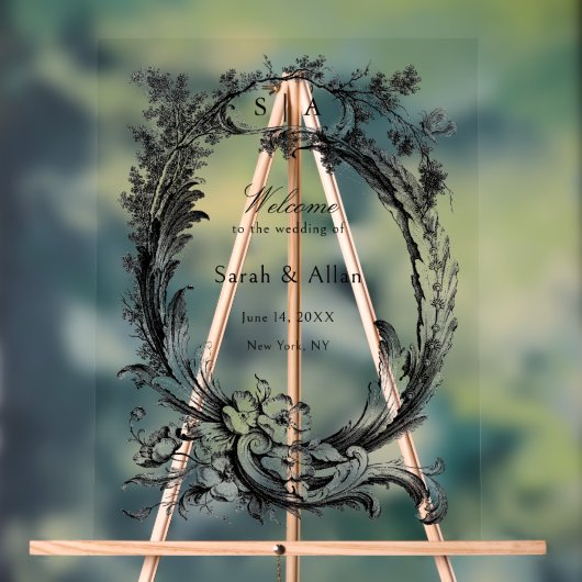 Elegant klassiek Frans rococo Bloemen Welkom Acryl Bord (Neutraal)