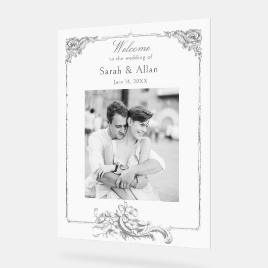 Elegant klassiek Frans rococo Bloemen Welkom Acryl Bord (Hoek)