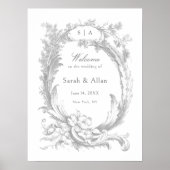 Elegant klassiek Frans rococo Bloemen Welkom Poster (Voorkant)