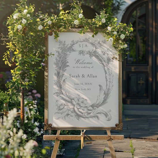 Elegant klassiek Frans rococo Bloemen Welkom Poster