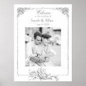 Elegant klassiek Frans rococo Bloemen Welkom Poster (Voorkant)