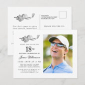Elegant Klassiek Golf 18e Verjaardagsfeest Foto Uitnodiging Briefkaart (Voorkant / Achterkant)
