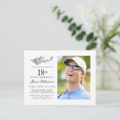 Elegant Klassiek Golf 18e Verjaardagsfeest Foto Uitnodiging Briefkaart (Staand voorkant)