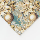 Elegant klassiek goud blauw luxe kerstboeket fleece deken (Hoek)
