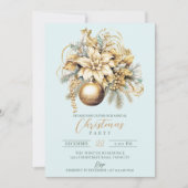 Elegant klassiek goud blauw luxe kerstboeket kaart (Voorkant)