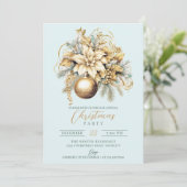 Elegant klassiek goud blauw luxe kerstboeket kaart (Staand voorkant)