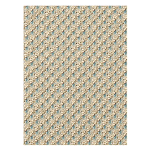 Elegant klassiek goud blauw luxe kerstboeket tafelkleed (Voorkant)