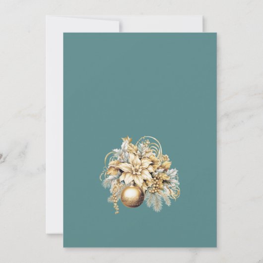 Elegant klassiek goud blauwgroen luxe kerst kaart (Achterkant)