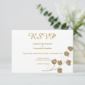 ELEGANT KLASSIEK GOUD EUCALYPTUS GLITTERS  RSVP KAART (Staand voorkant)