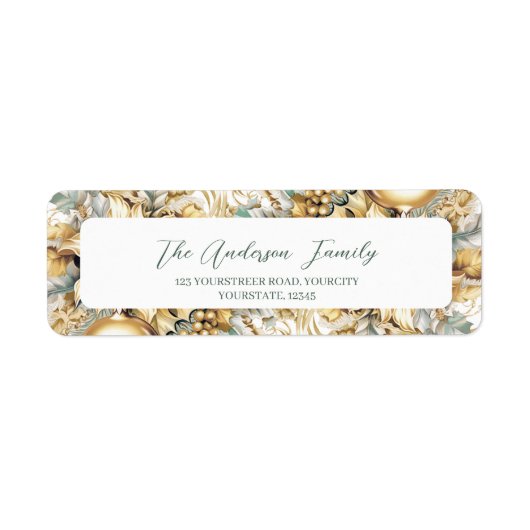 Elegant klassiek goud luxe kerstboeket etiket (Voorkant)