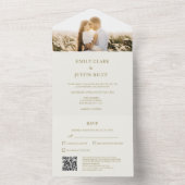 Elegant Klassiek Goud Monogram Foto QRCode Bruilof All In One Uitnodiging (Binnen)