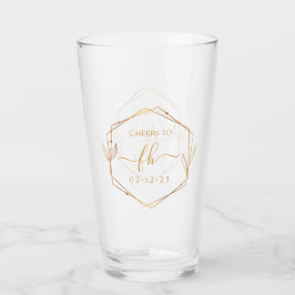 Elegant Klassiek Gouden Monogram Beginletter Trouw Glas