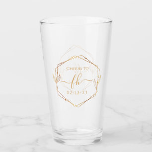 Elegant Klassiek Gouden Monogram Beginletter Trouw Glas