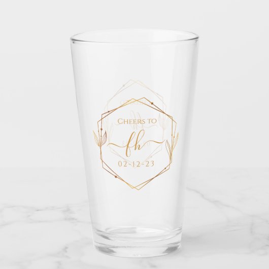 Elegant Klassiek Gouden Monogram Beginletter Trouw Glas (Voorkant)