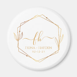 Elegant Klassiek Gouden Monogram Beginletter Trouw Magneet