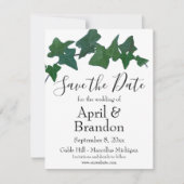 Elegant klassiek Green English Ivy script Save The Date (Voorkant)