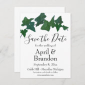 Elegant klassiek Green English Ivy script Save The Date (Voorkant / Achterkant)