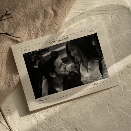 Elegant Klassiek Grijs Bewaar de datum Bruiloft Fo Briefkaart