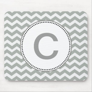 Elegant, klassiek grijs en wit chevron zigzag muismat