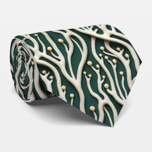 Elegant klassiek groen bloempatroon stropdas (Opgerold)