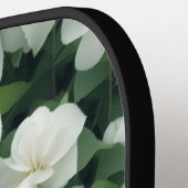 Elegant klassiek groen botanisch wit bloemwater pickleball paddle (Links Detail)