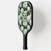 Elegant klassiek groen botanisch wit bloemwater pickleball paddle (Links)