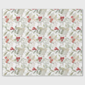 Elegant klassiek groen en bessen kerst cadeaupapier (Vlak)